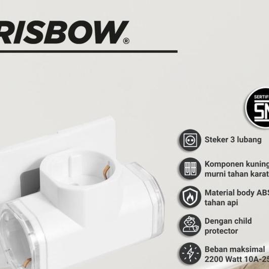 Krisbow Steker T-Arde Stop Kontak 3 Cabang Sni