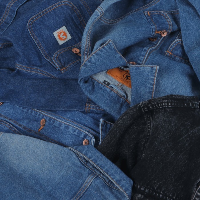 Superego Type Ii Denim Jaket Trucker Pria Original Navy Spray