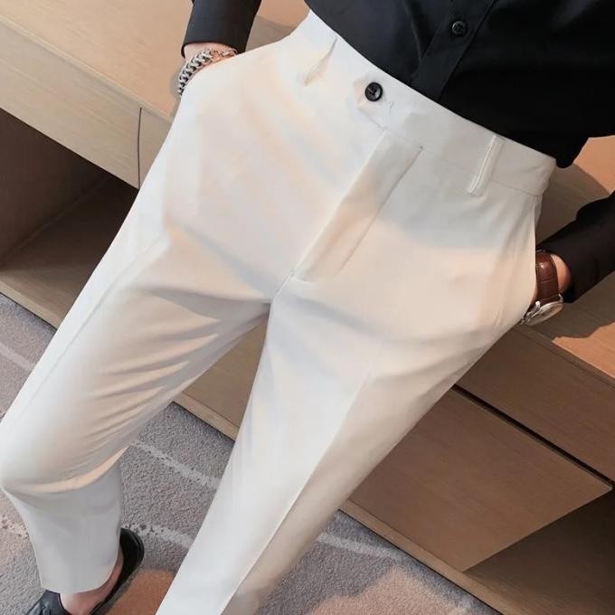 CELANA PANJANG PRIA DEWASA BAHAN SLIMFIT GASPER - PUTIH SASAPUTRI33