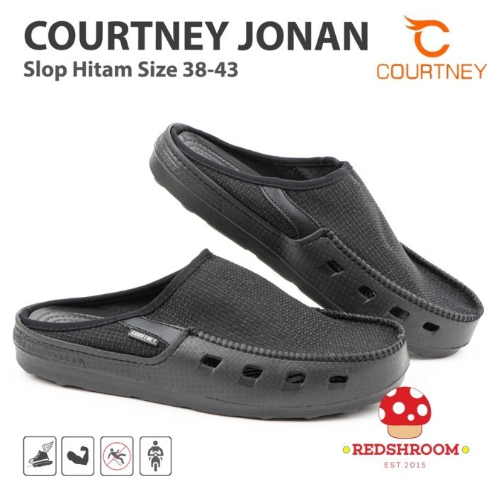 Sepatu Ardiles Courtney JONAN SLOP HITAM - Fashion Casual Pria