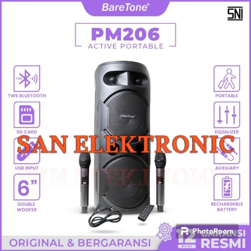 Speaker Portable Wireless Baretone PM 206 Original BARETONE PM206