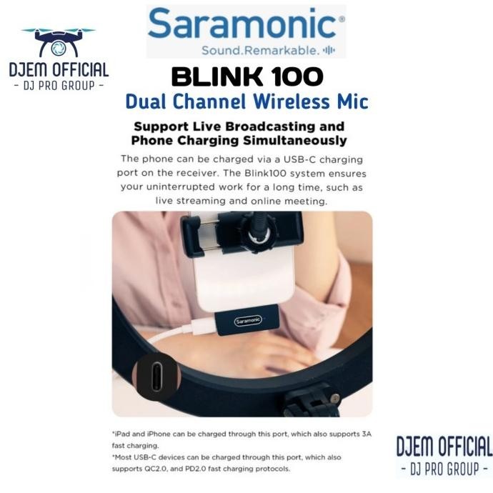 Saramonic Blink 100 B6 B5 Wireless Mic Blink100 Usb Type-C Android Hp