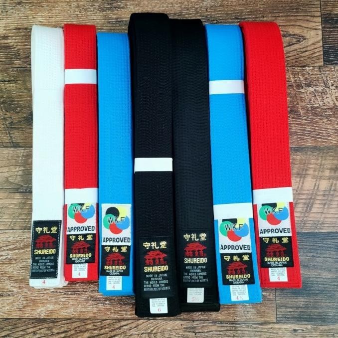 Sabuk Shureido Karate Belt (WKF Kata / Kumite / Putih / Black Belt)