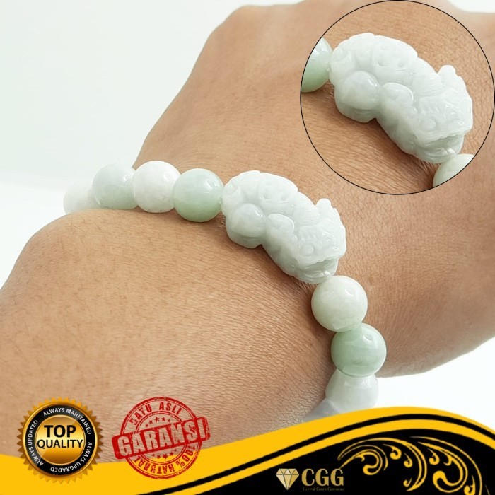 Gelang Batu Giok Hoki Burma Myanmar Natural Jade Type A