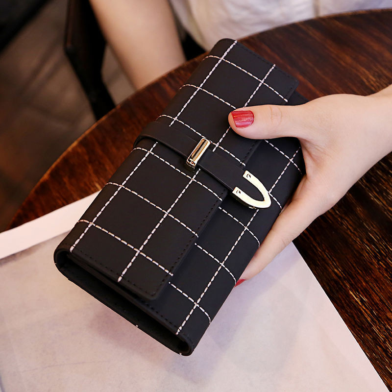 Dompet Lipat Tiga Wanita, Dompet Genggam Kulit Lipat Tiga Multifungsi Kapasitas Besar