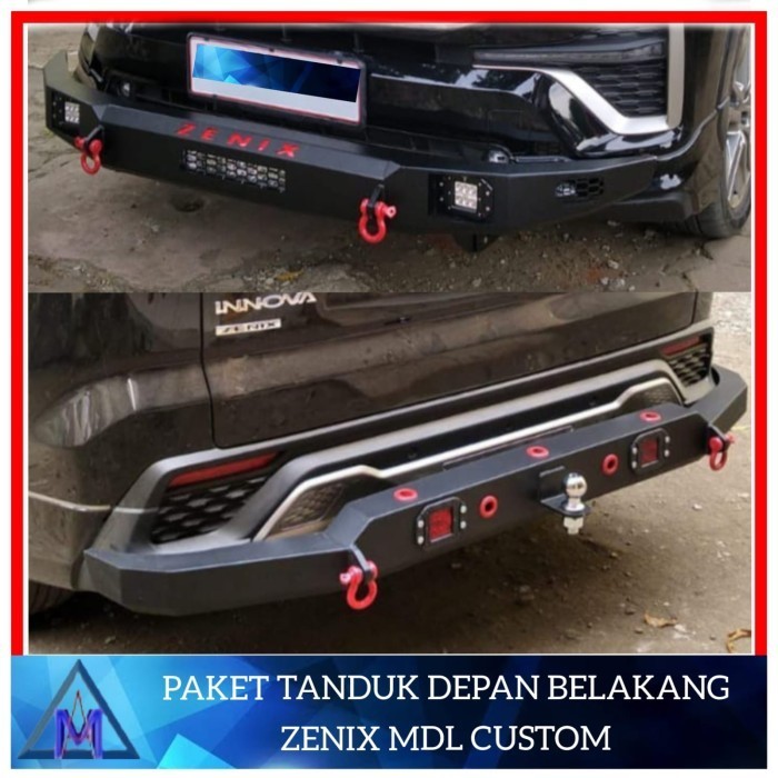 paket tanduk depan & towing belakang bumper Innova Zenix model Custom