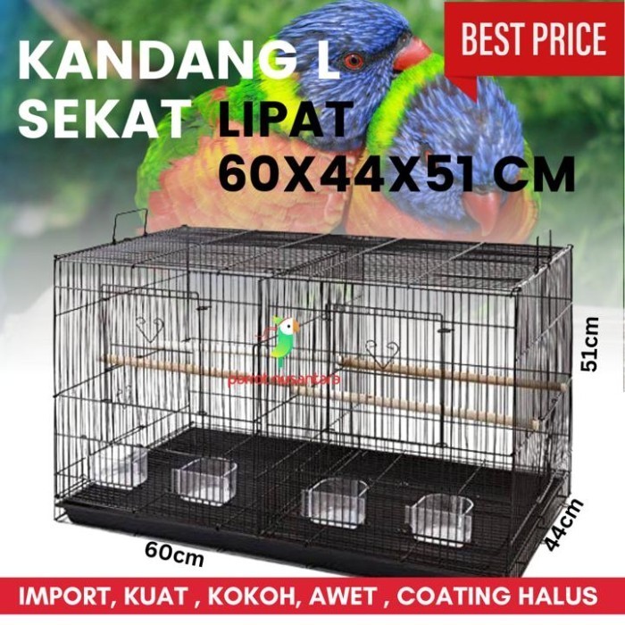 SALE TERBATAS kandang L hewan burung kotak besar sekat peliharaan burung parrot