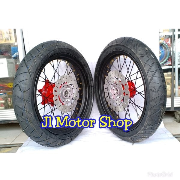 Paketan Wheelset Honda Crf 150 L - Sepaket Velg Set Supermoto Super Moto Honda Crf 150 L Plus Ban