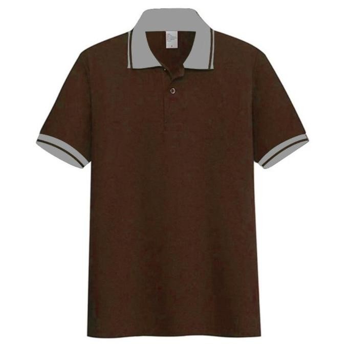 Kaos poloshirt kerah kombinasi|kaos kerah pria seragam polos CoklatTua guerinminigeltu