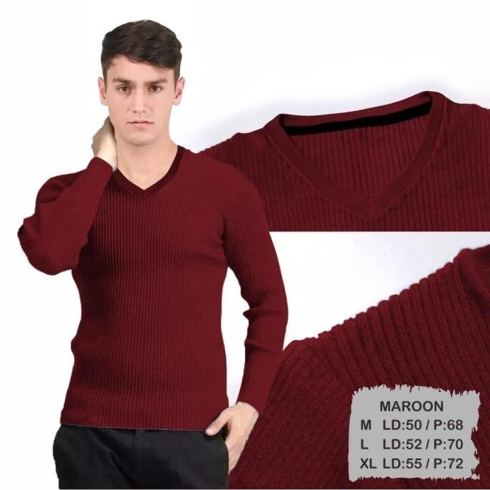 Kaos polos V-neck lengan panjang | kaos kerah V neck pria dan wanita nismicolintu