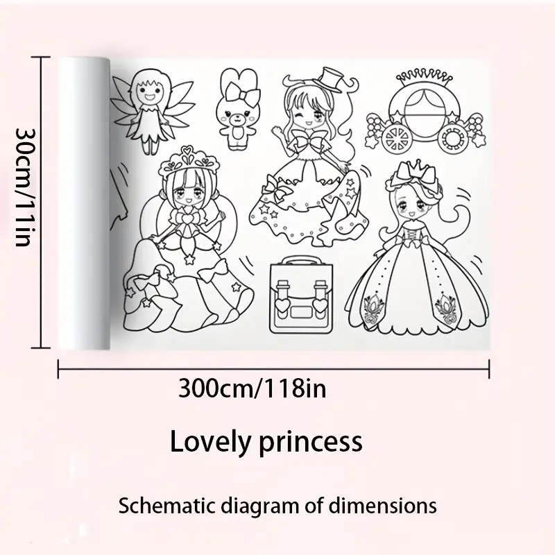 

HAMBO Kertas Mewarnai Tempel Dinding Drawing Paper Roll 300cm Lovely Princess