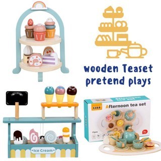 

Wooden Afternoon Tea Set Pretend Plays Mainan Masak2An Minum Teh Anak