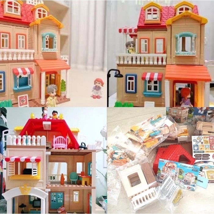 

Feelo Building Blocks Genius Architect Villa Playhouse Diy Dollhouse