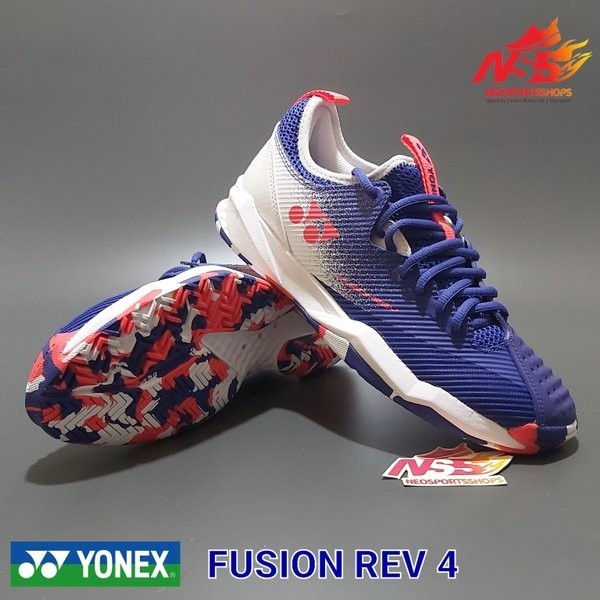 Sepatu Tenis Yonex Power Cushion Fusion Rev 4 White R.Blue Original