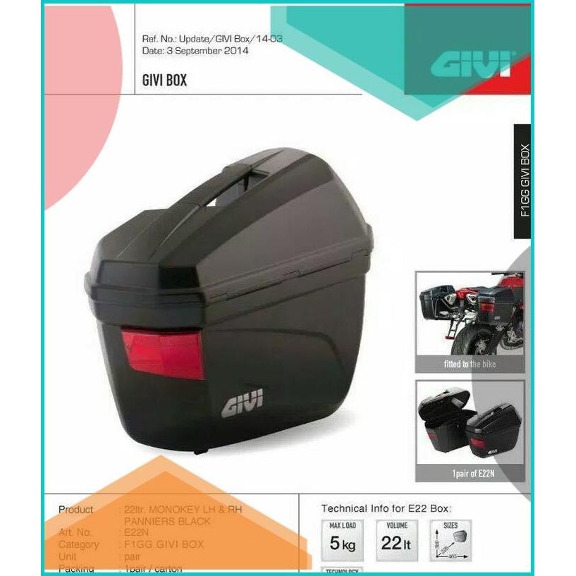 BOX GIVI E 22 SAMPING ORIGINAL GIVI 19F3B2024 onderdil