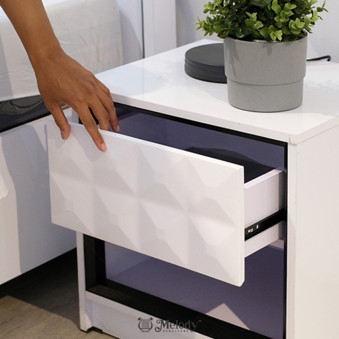 Melody-Furniture Meja Samping Meja Lampu Nakas Giovenci Nk - White Glo