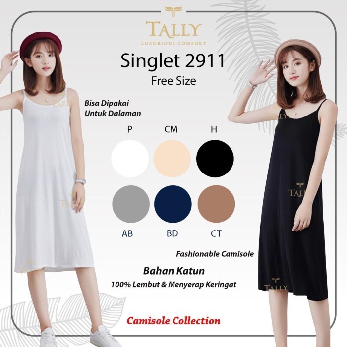 Tally 2911 - Singlet / Camisol Panjang Wanita Tali Kecil