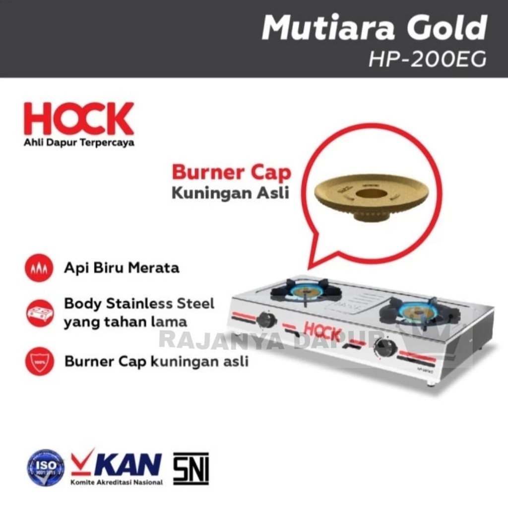 Hock Kompor Gas Elegant Gold HP - 200 EG (2 Tungku) - kompor hock 2 tungku stainless steel