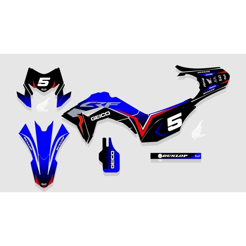 DECAL CUSTOM FULLBODY HONDA CRF 150 L HITAM BIRU LIMITED DECAL