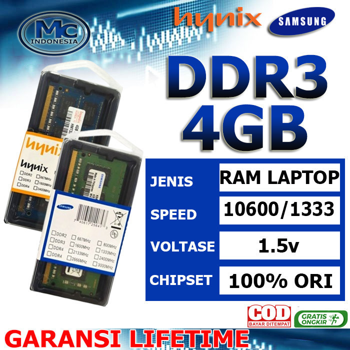 Sodimm Ram Laptop DDR3 4GB PC-10600
