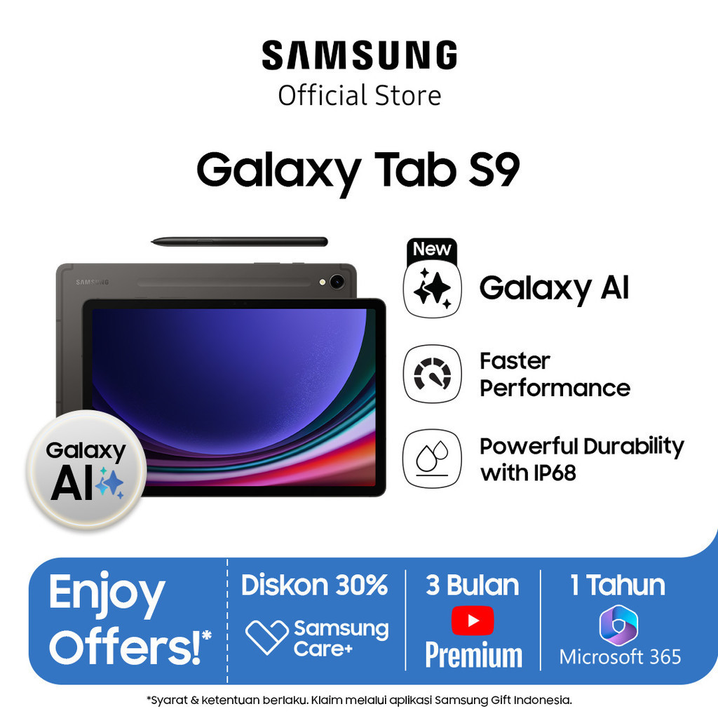 Samsung Galaxy Tab S9 8/128GB - Graphite, Galaxy AI, Handphone AI, Tablet AI