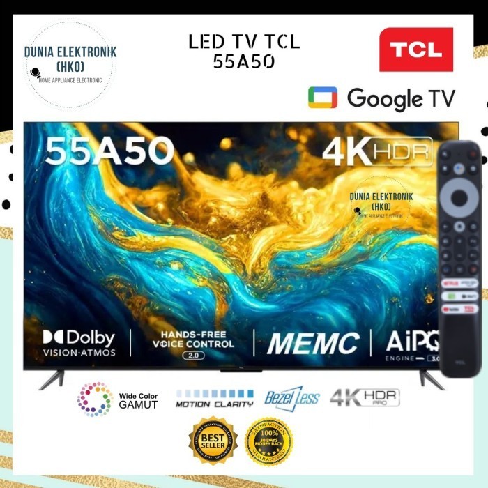 Promo Led Tv Tcl 55A50 A50 Google Tv 55 Inch 55" Smart Tv 55 Inch 4K Uhd Wcg .