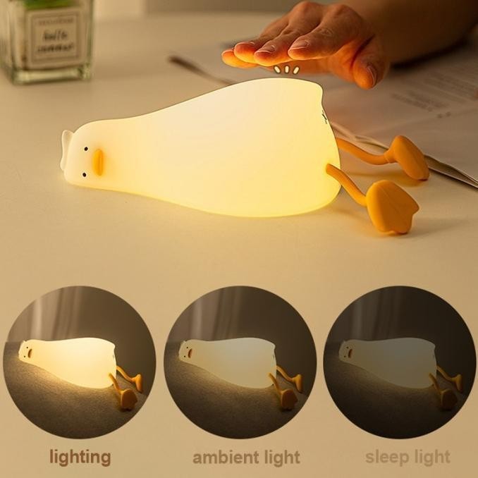 Lampu Tidur Anak Lucu Holder Hp Bebek Lie In Peace Duck Sleep Lamp Etheriallshop