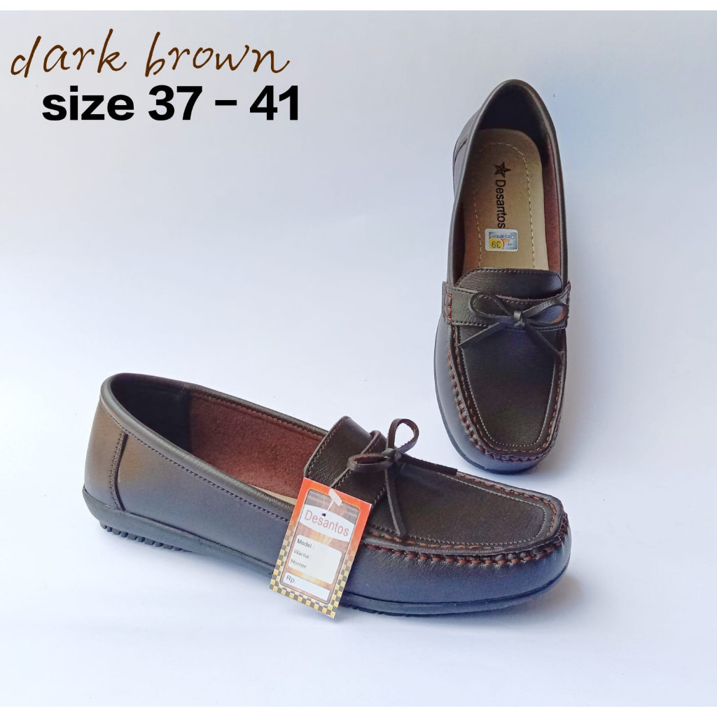 Promo Mega Sale 4.4 // SEPATU KERJA FLAT PANTOFEL RAMPEL PITA ASLI CANTIK DESANTOS ORIGINAL 37 - 41