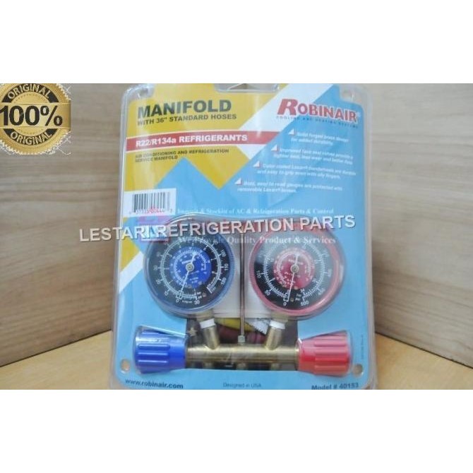 Ready Stock Manifold Gauge Robinair 40153 (R22, R134A) Robinair