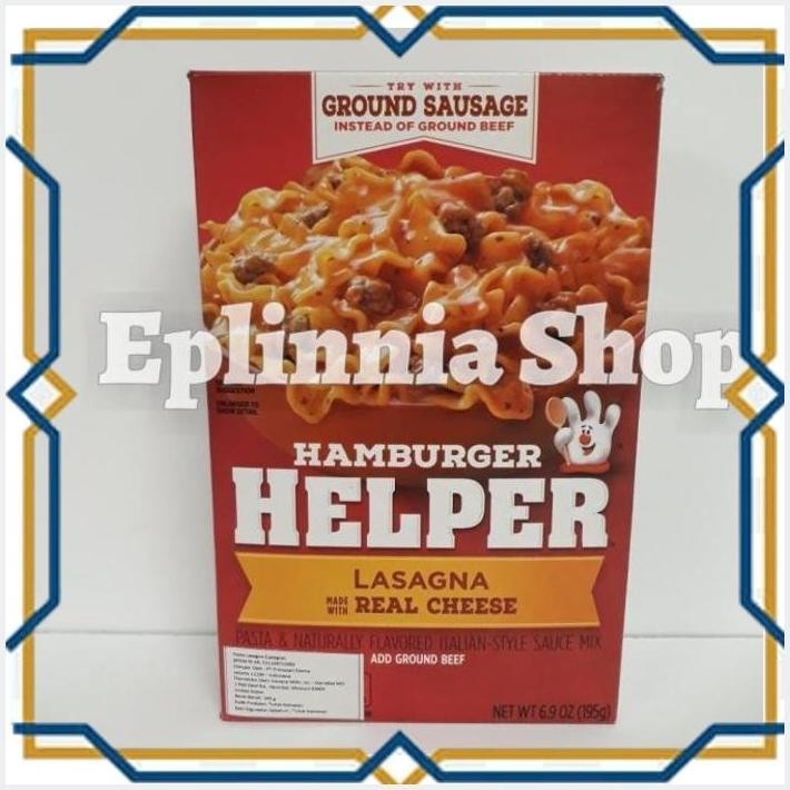 

[EPL] HAMBURGER HELPER LASAGNA MADE WITH REAL CHEESE 195 GR - PASTA LASAGNA