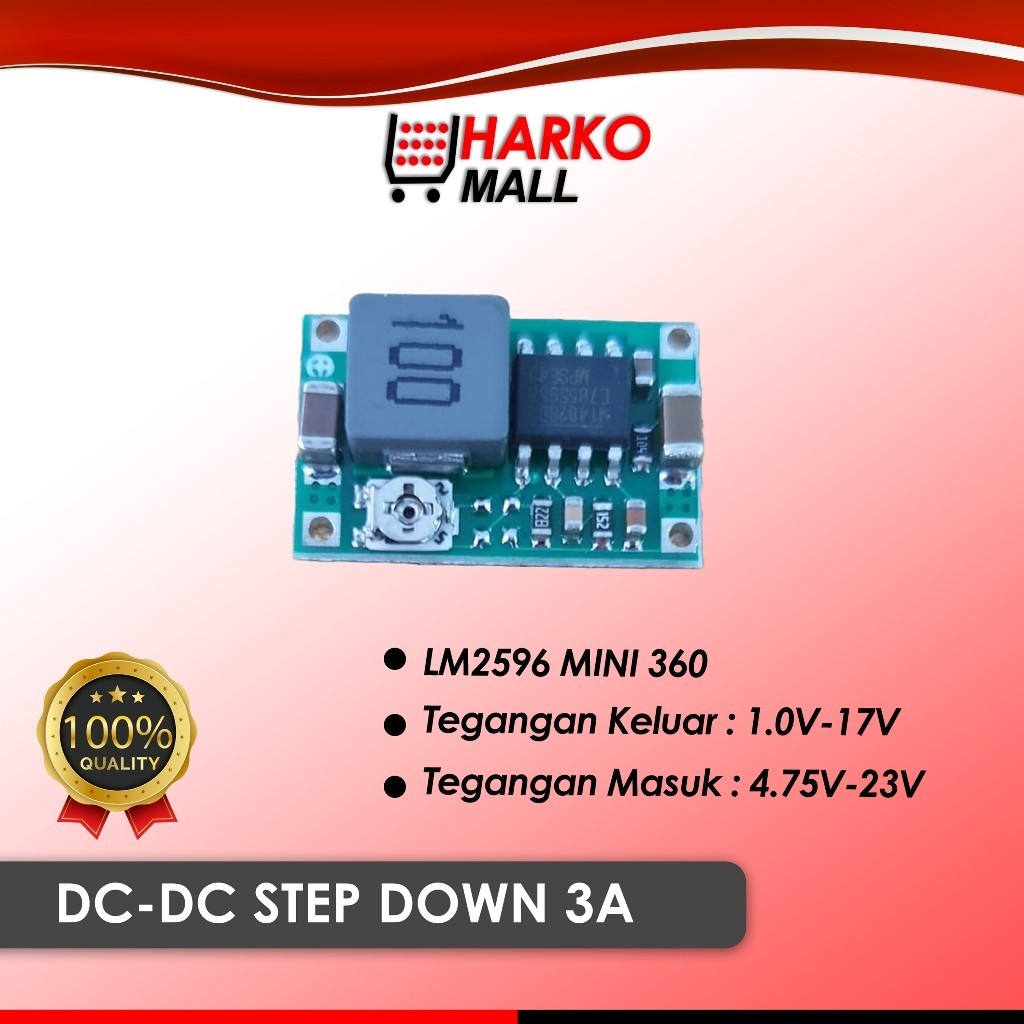 Adjustable Module DC Step Down Power Supply 3A Input 4.75V - 23V Output 1V - 17V LM2596