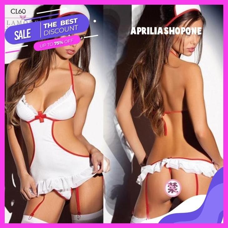 TERMURAH  BUSANA PERAWAT NURSE LINGERIE COSPLAY XL CL