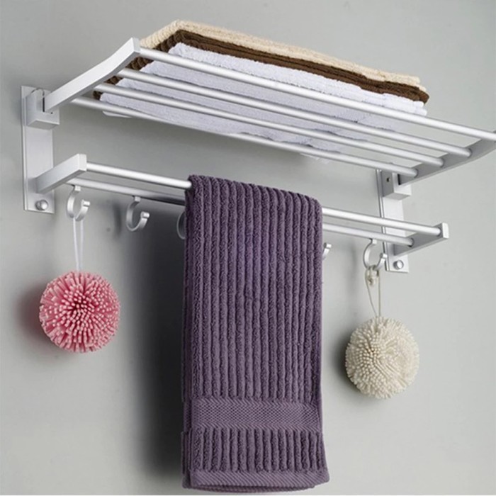 MP167 Gantungan Jean Dinding Rak Kamar Mandi anduk 2 Tingkat Aluminium