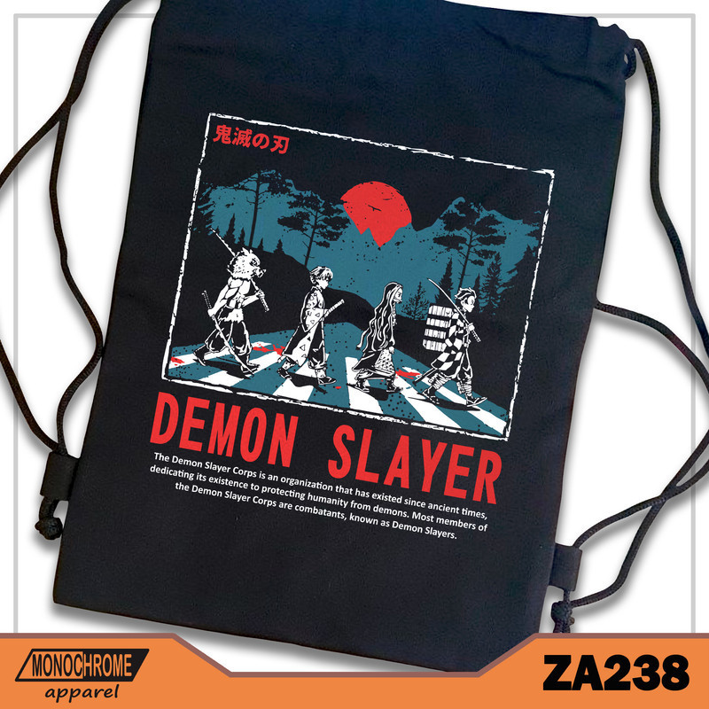 ZA238 Tas Serut String bag Kanvas Premium Anime Jepang Demon Slayer Kimetsu No Yaiba