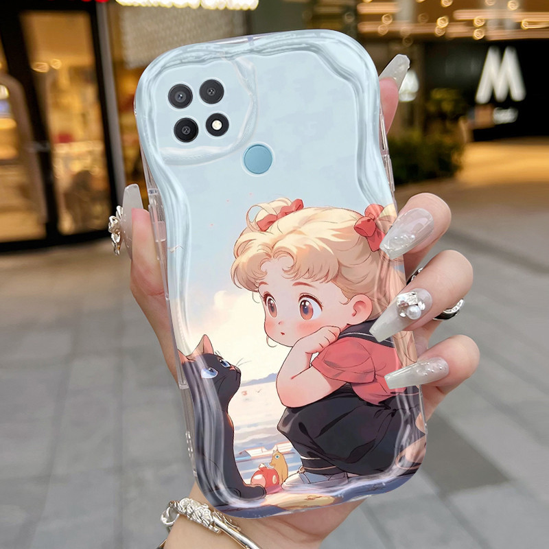 Casing Hp OPPO A15 A15s A35 Case Casing lembut untuk sarung HP Kesing ponsel pola gadis manis dan la