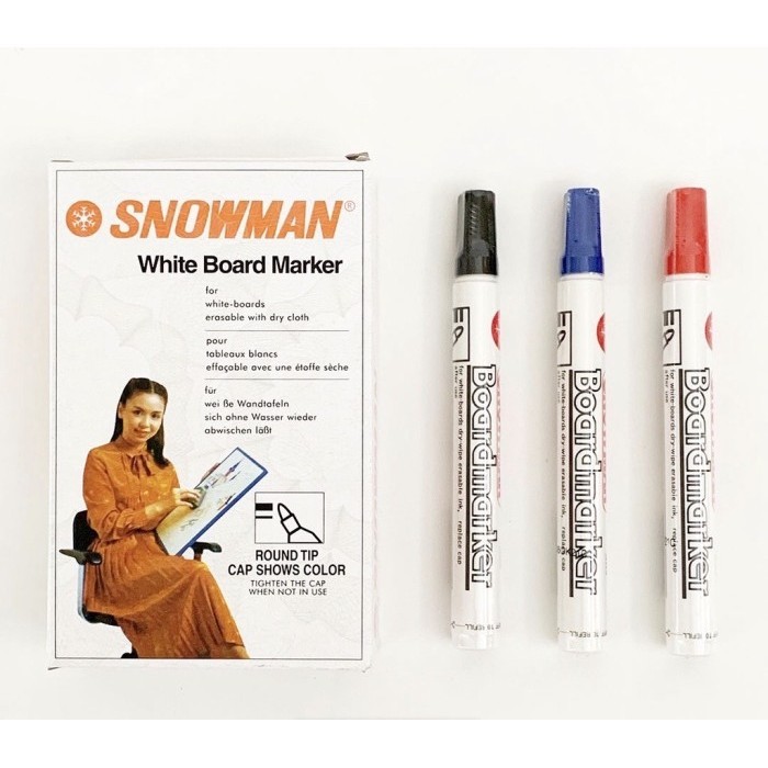 

[ Lusinan - 12Pcs ] Spidol Snowman Whiteboard Marker Bg12 / Bg-12