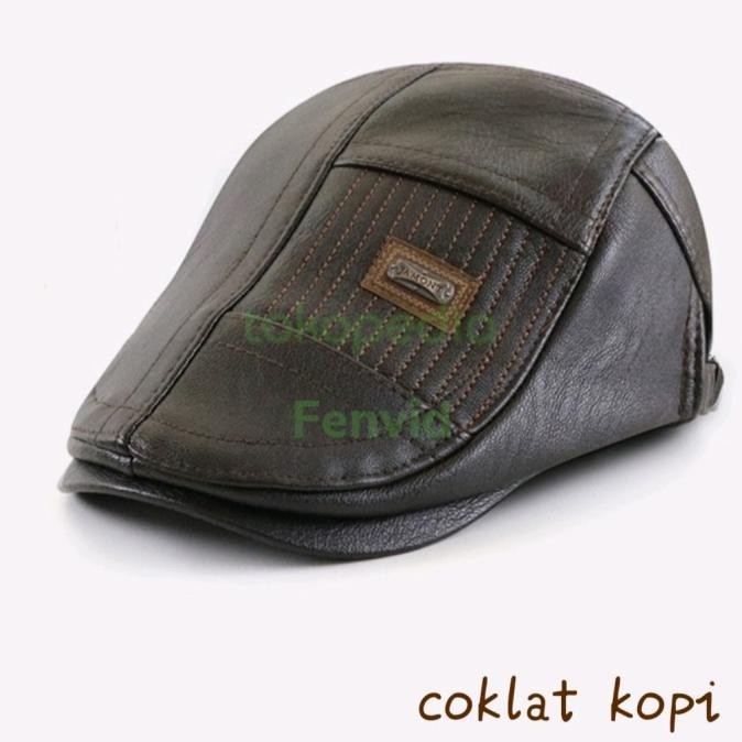 Diskon Murah  topi baret pria kulit asli varian 3 warna-import