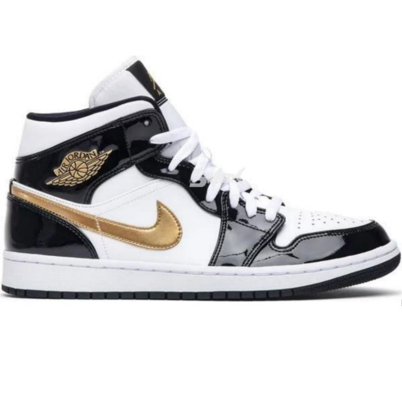 Air Jordan 1 Mid Patent "Black Gold" 100% Authentic