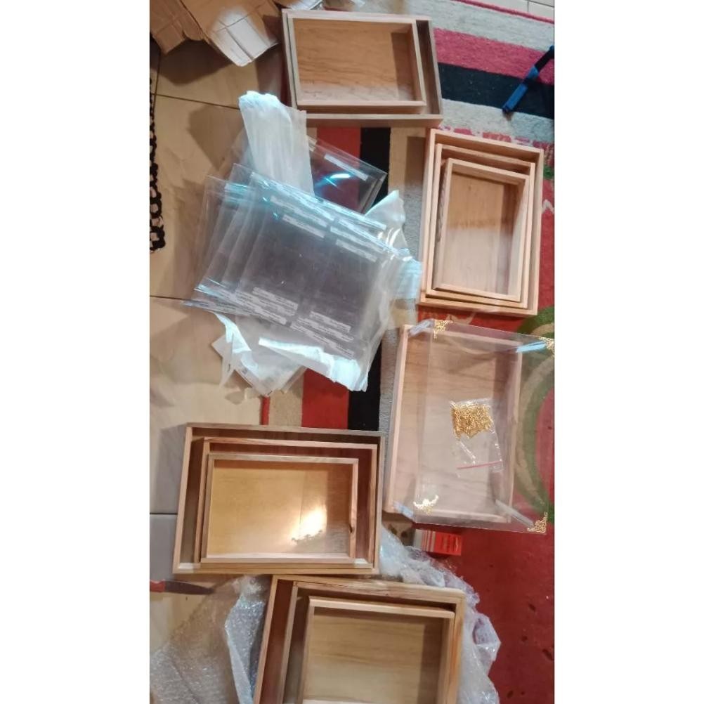 

er-6 Box Seserahan Isi 4 Kotak Kayu JATI BELANDA Hantaran Pernikahan Include Mika + Accesoris Tile Bunga pita Sale