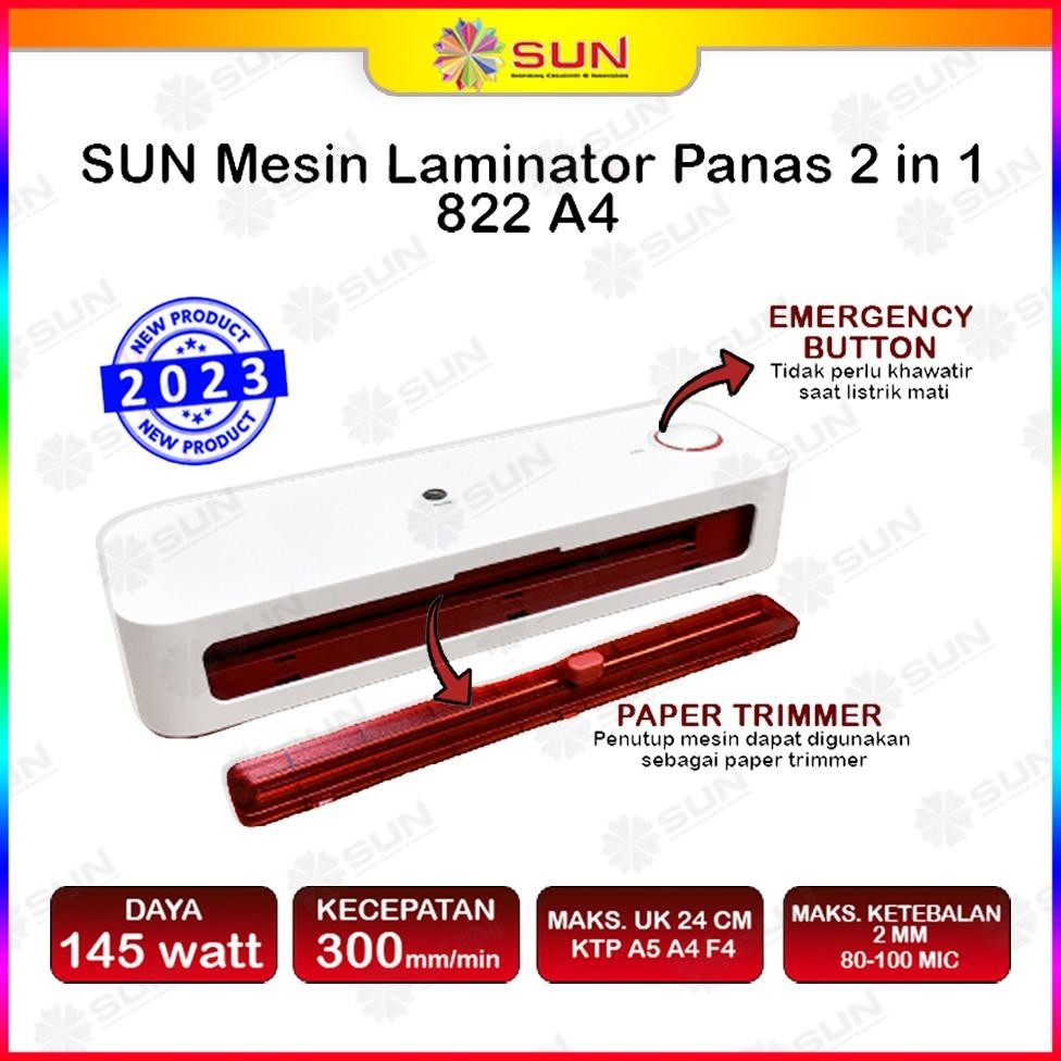 

io-98 Mesin Laminating SUN A4 / F4 ( 240 mm ) - LME001A4 ( Bisa Laminating Panas dan Laminasi Dingin, untuk KTP, Ijasah, KK, Sertifikat, Akte, Dokumen, Kertas Foto ) Terlaris