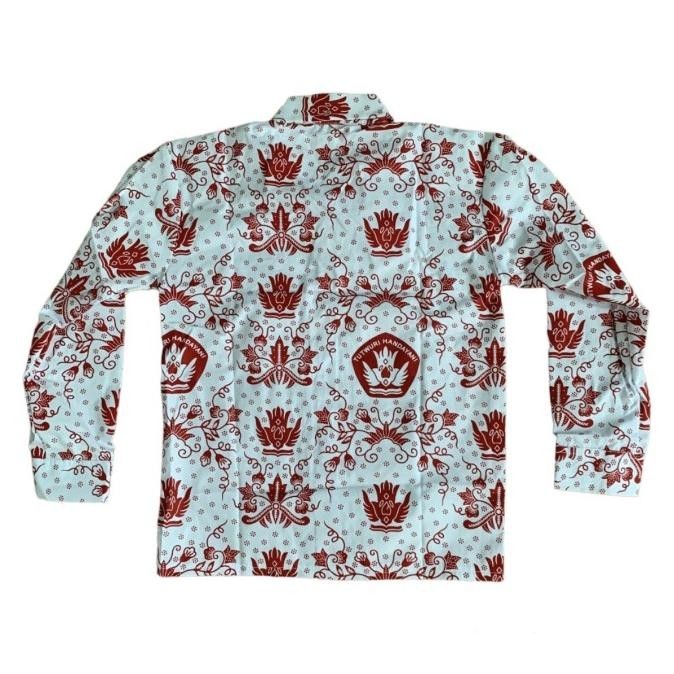 Baju Kemeja Batik Tut Wuri Handayani Merah Seragam Sekolah SD Panjang