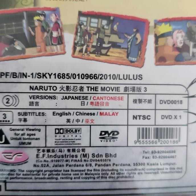 DVD kartun Japan Naruto the movie 3 Original BNIB