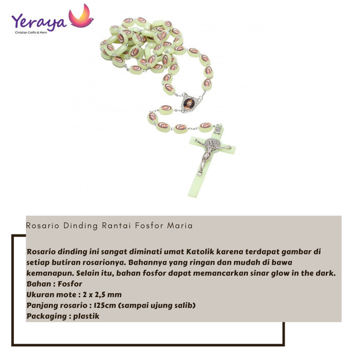 Min Rosario Dinding Fosfor Gambar Rantai - Hiasan Gantung - Salib Gantung
