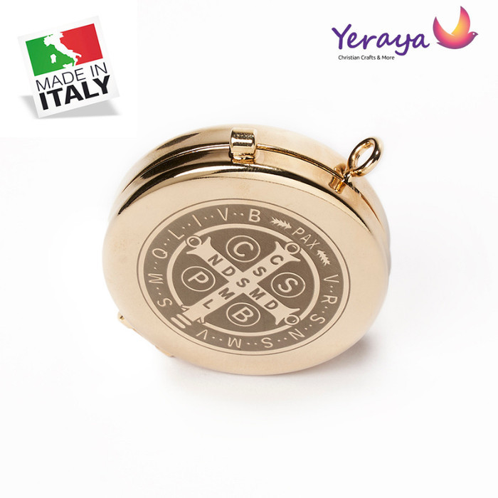 Min Piksis Santo Benediktus Lapisan Emas Made In Italy Tempat Roti Hosti