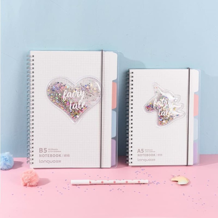 

DISKON Fairy Tale Quicksand Spiral Grid Notebook B5 / Buku Catatan B5