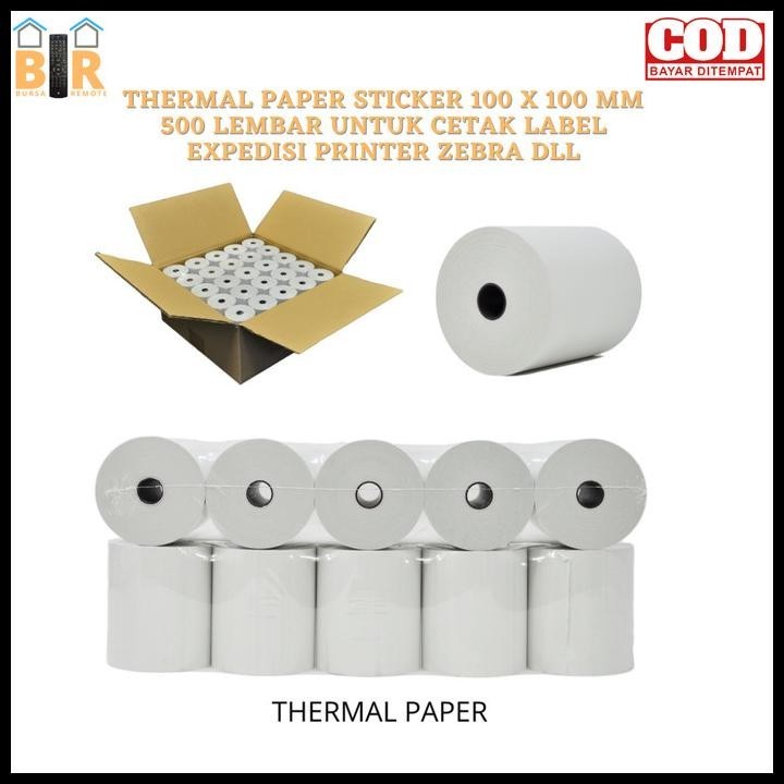 

TERMURAH KERTAS THERMAL / THERMAL PAPER STICKER 100 X 100 MM 500 LEMBAR !!