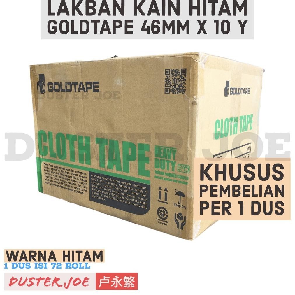 

Banyak Promooo !!! [Per 1 Dus] Lakban Kain Hitam 2Inch(46Mm) X 10 Y Cloth Goldtape