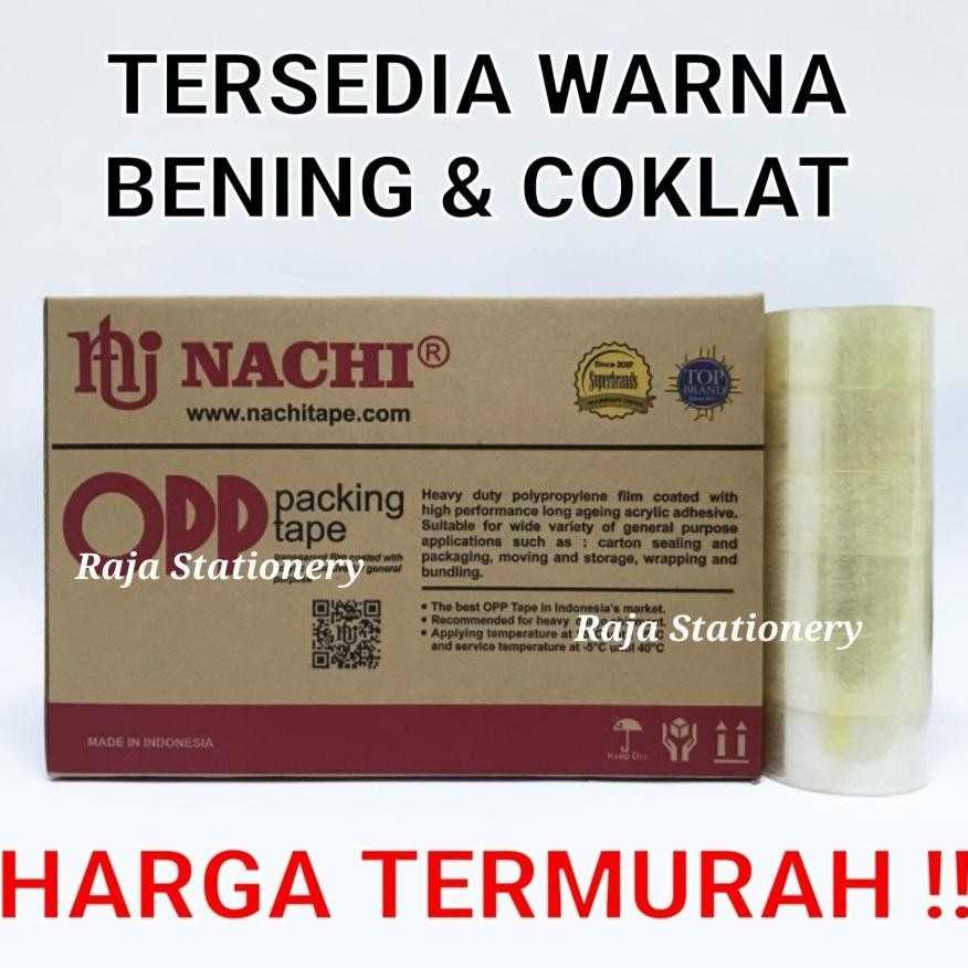 

Lagi Promooo !!! Lakban Nachi 2 Inch 100 Yard 48Mm Opp Bening Coklat Tape 1 Dus 72 Roll Murah Berkualitas