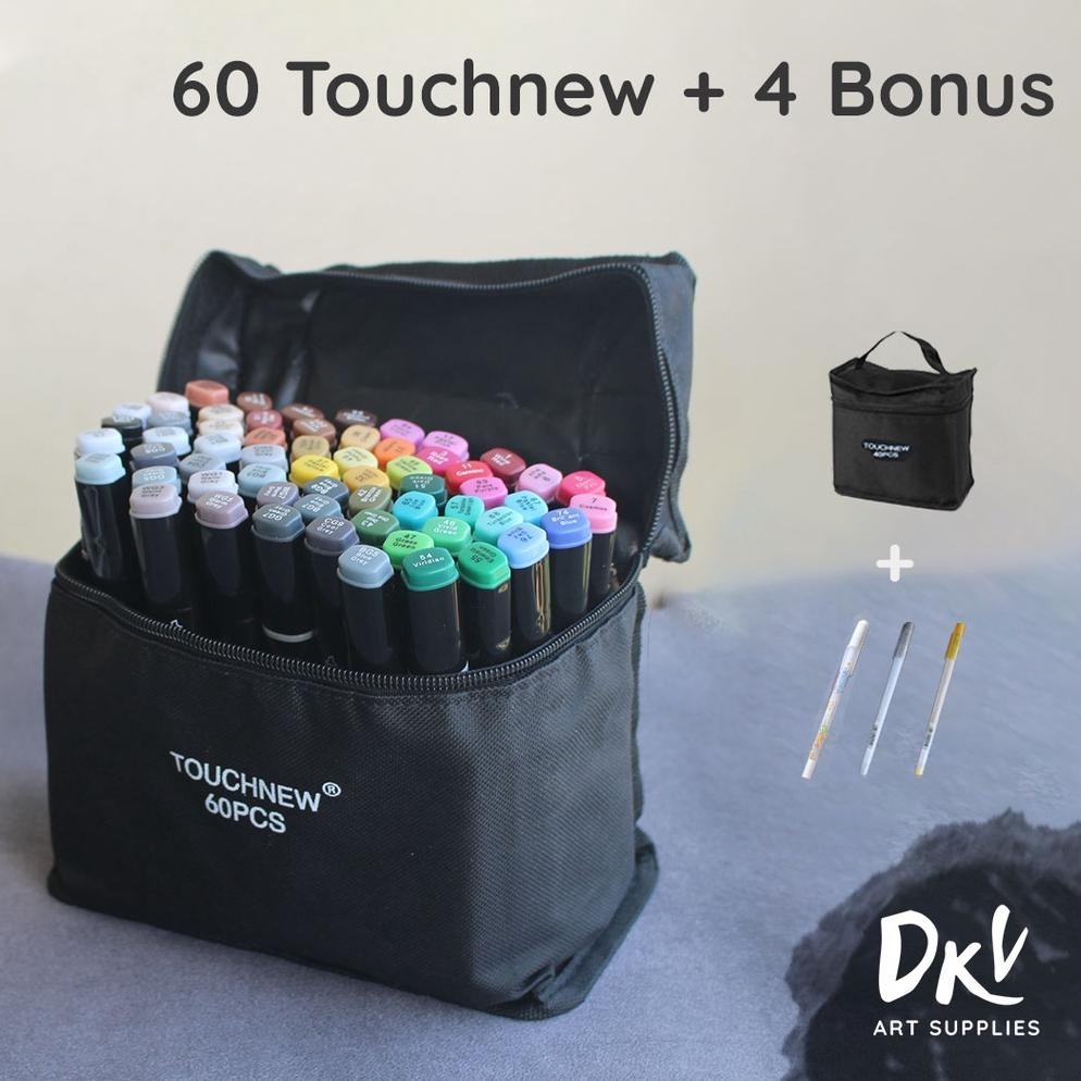 

Sedang Promooo !!! Touchfive Touchnew Marker Spidol 60 80 Colors Twin Brush Tip Markers Animasi