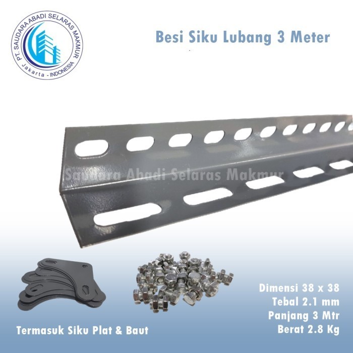 RAK SIKU LUBANG BESI / BESI SIKU LOBANG (2.1MM) 3 METER